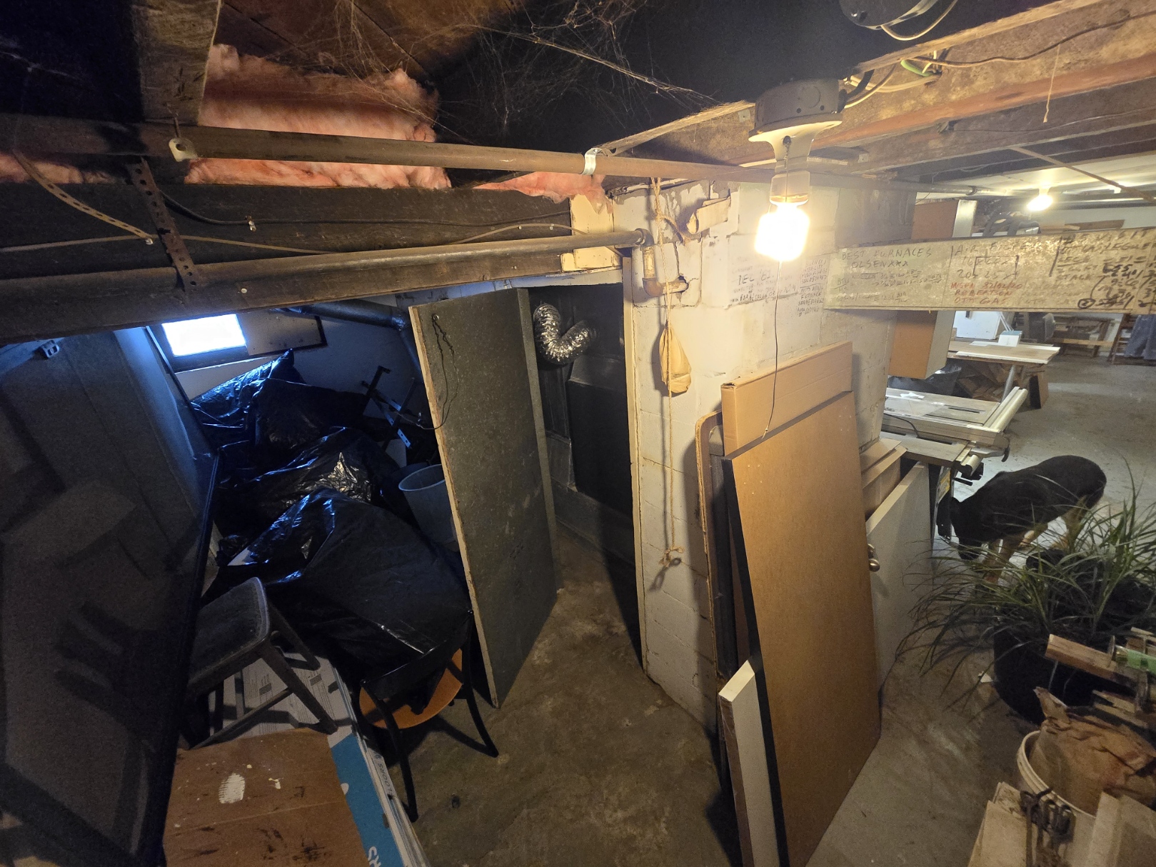 Existing furnace and ductwork before replacement