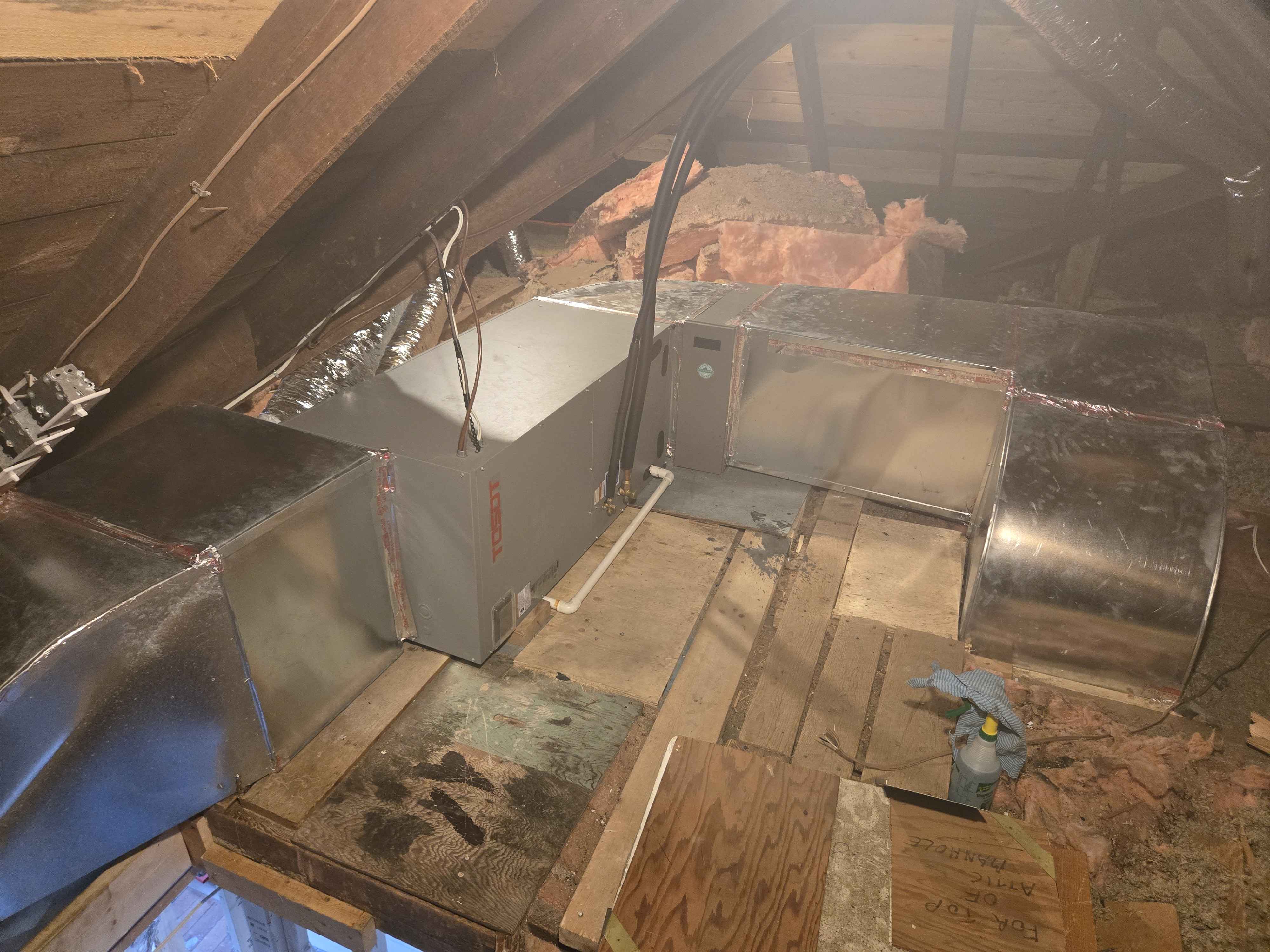 Attic air handler and ductwork
